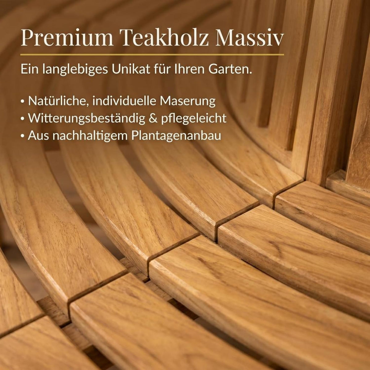 Banco circular premium SAM Timo de 180 cm, banco circular de 360° para árboles de madera maciza de teca, banco de jardín resistente a la intemperie con capacidad para hasta 8 personas, banco circular de madera para jardín y terraza