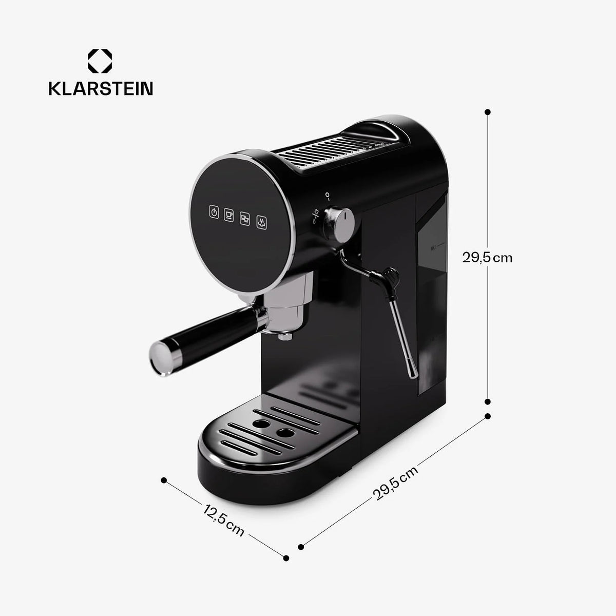 Klarstein Ekspres kolbowy do espresso ze spieniaczem do mleka, 0,9L mini ekspres retro z kolbą, 1360 W mały do kawy, do cappuccino, latte i macchiato