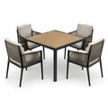Conjunto de comedor de jardín cuadrado de aluminio y polywood con 4 sillas