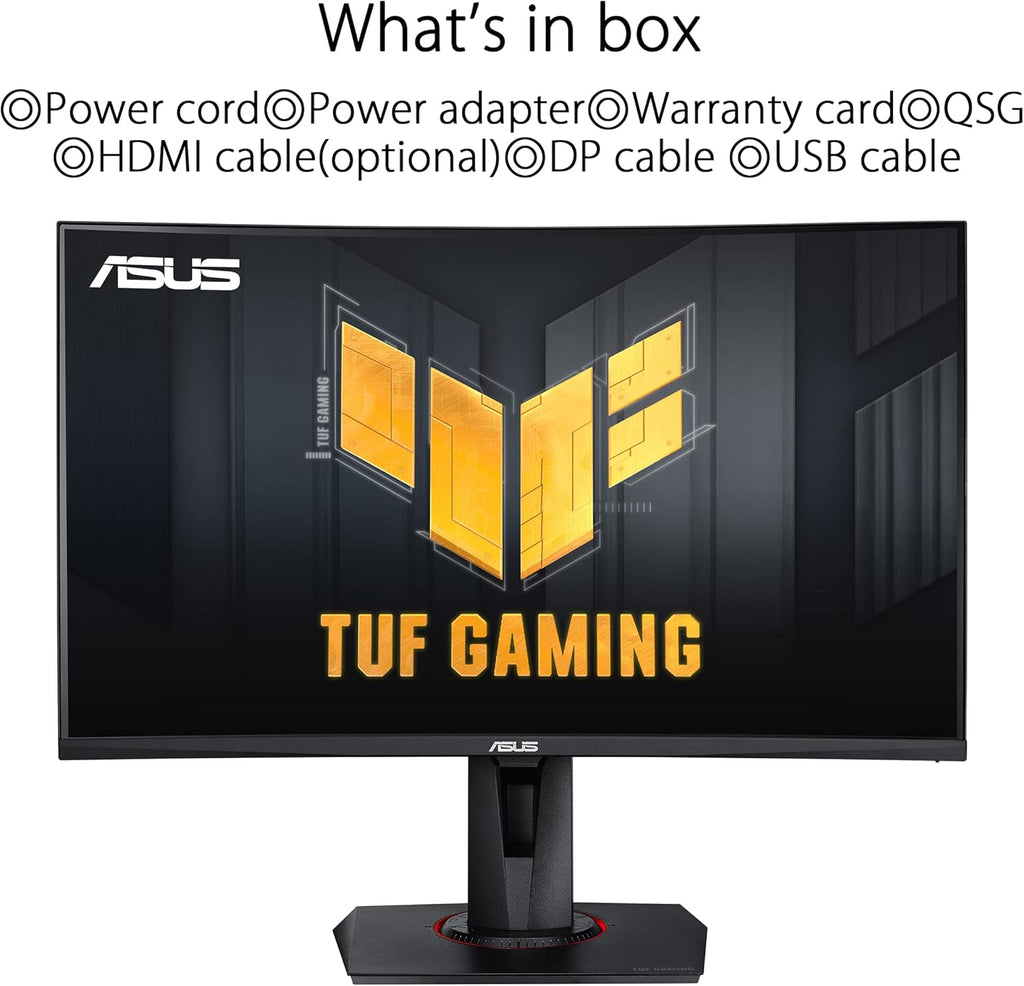 ASUS TUF Gaming VG27VQM - Monitor Gaming Esport 27" FHD - Panel VA curvo - 240Hz - 1ms - 1980x1080 - Display Port, 2X HDMI y 2X USB-A - Altavoces - AMD FreeSync - Extreme Low Motion Blur