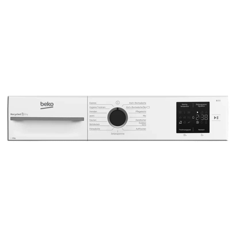 Secadora con bomba de calor Beko BM3T38210W1 8 kg, apta para alérgicos, secado higiénico, 15 programas, exprés, clase energética E