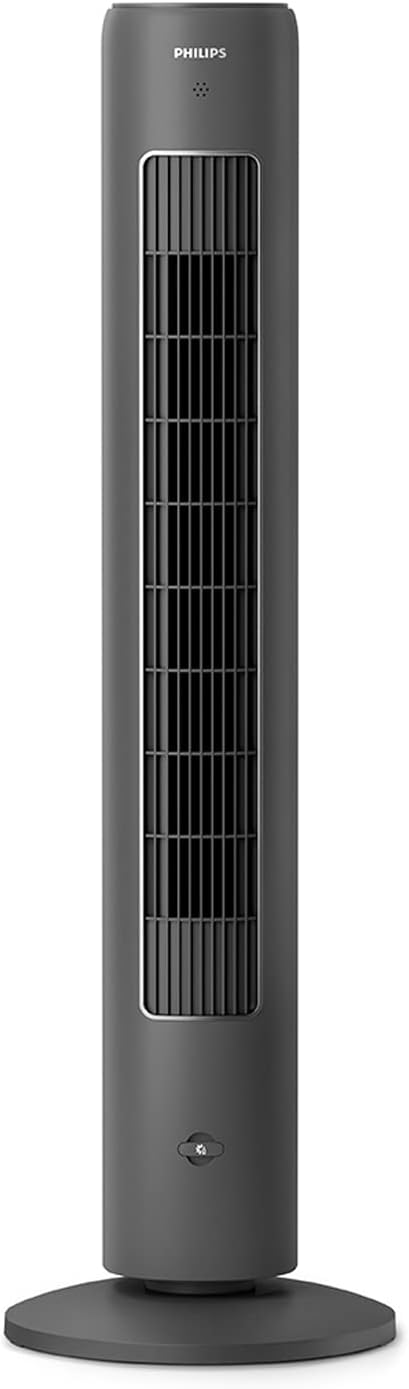 Ventilador de torre oscilante PHILIPS Serie 5000, 105 cm, mando a distancia, temporizador, 3 velocidades, 3 modos, 40 W, flujo de aire potente y silencioso, apto como difusor de aromas, gris (CX5535/11)
