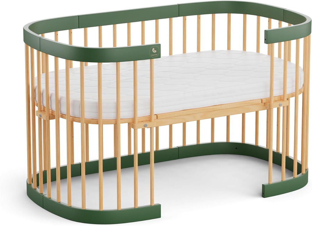 Cuna 7 en 1 tweeto®: cuna de madera evolutiva | cuna de colecho y cuna de barrotes de altura regulable | convertible en cama infantil y parque de juegos (haya natural)