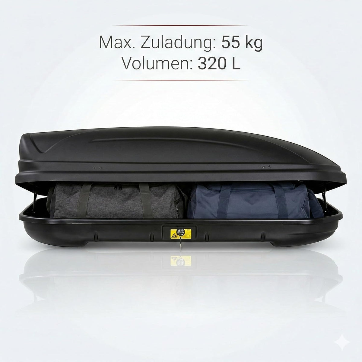 Cofre de techo VDP-MAA320 negro mate, portaequipajes de coche bloqueable, 320 litros