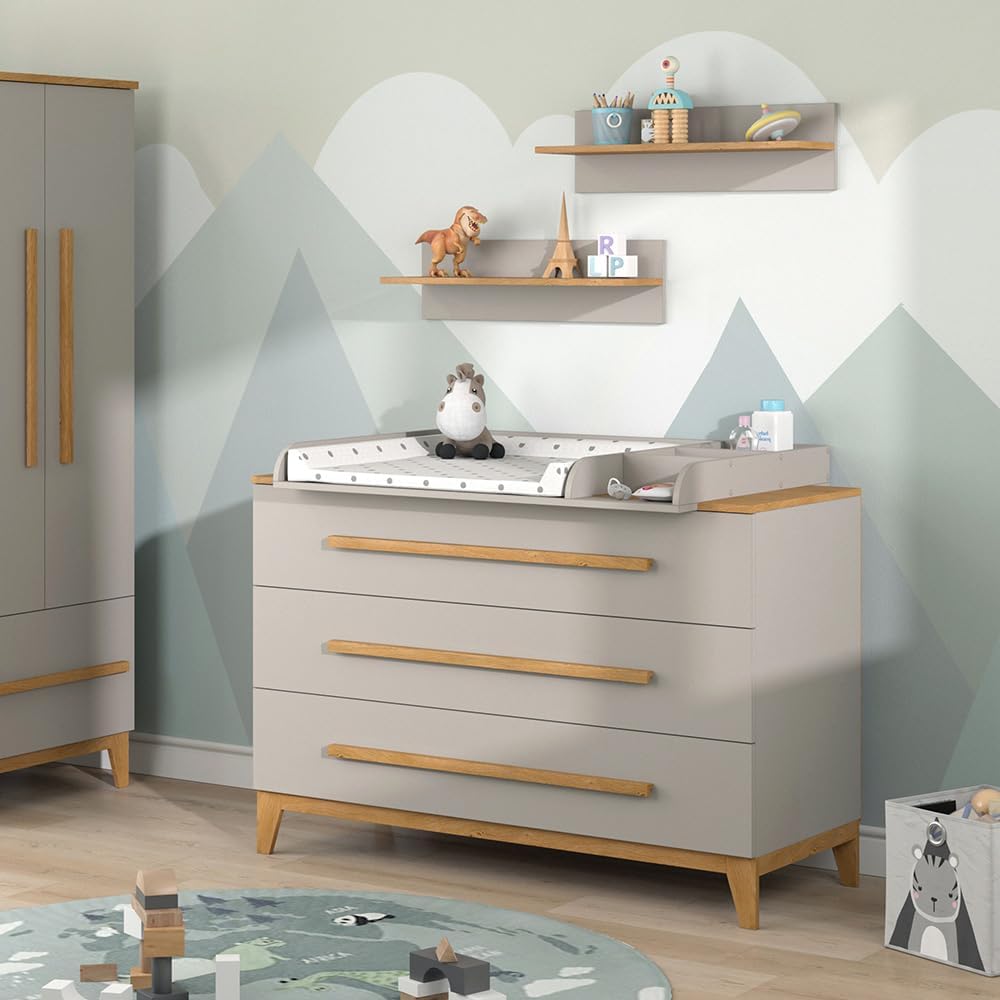 Cambiador VitaliSpa Malia, blanco/roble, 133 x 98 cm XL con 3 cajones