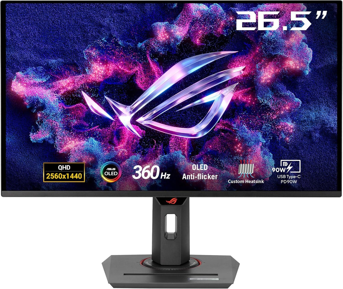 ASUS ROG Strix OLED XG27ACDNG - 27 pulgadas, panel QD-OLED QHD 1440p, 360 Hz, 0,03 ms, disipador térmico personalizado, antiparpadeo (Anti-Flicker), Care+, compatible con G-Sync®, 99% DCI-P3