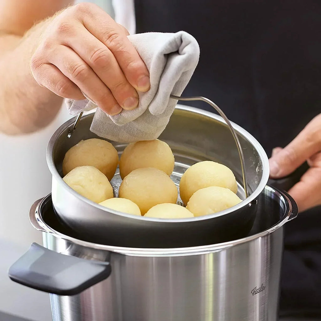 Olla a presión Fissler Vitavit Premium 6L 22cm de acero inoxidable, 4 niveles de cocción, incluye cestillo, fabricada en Alemania, apta para inducción