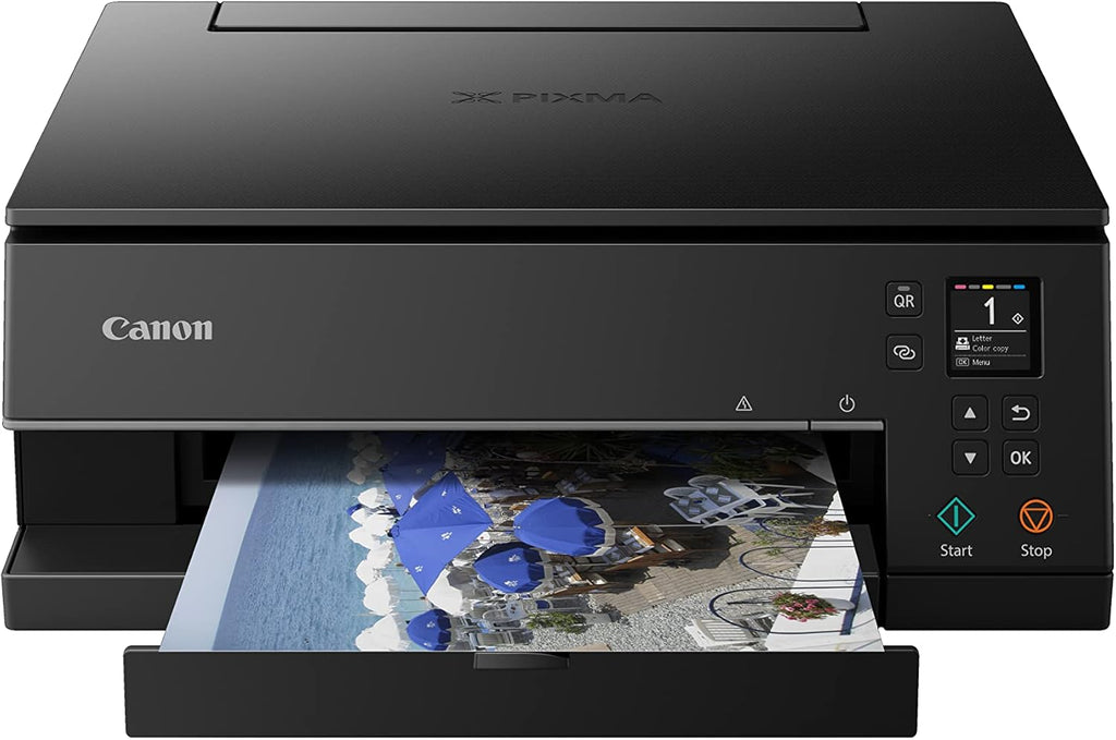 Impresora multifunción de inyección de tinta a color Canon PIXMA TS6350a DIN A4 (impresora fotográfica, escáner, copiadora, OLED, 4.800x1.200 ppp, USB, WLAN, 5 tintas independientes, impresión a doble cara, 2 bandejas de papel), negro