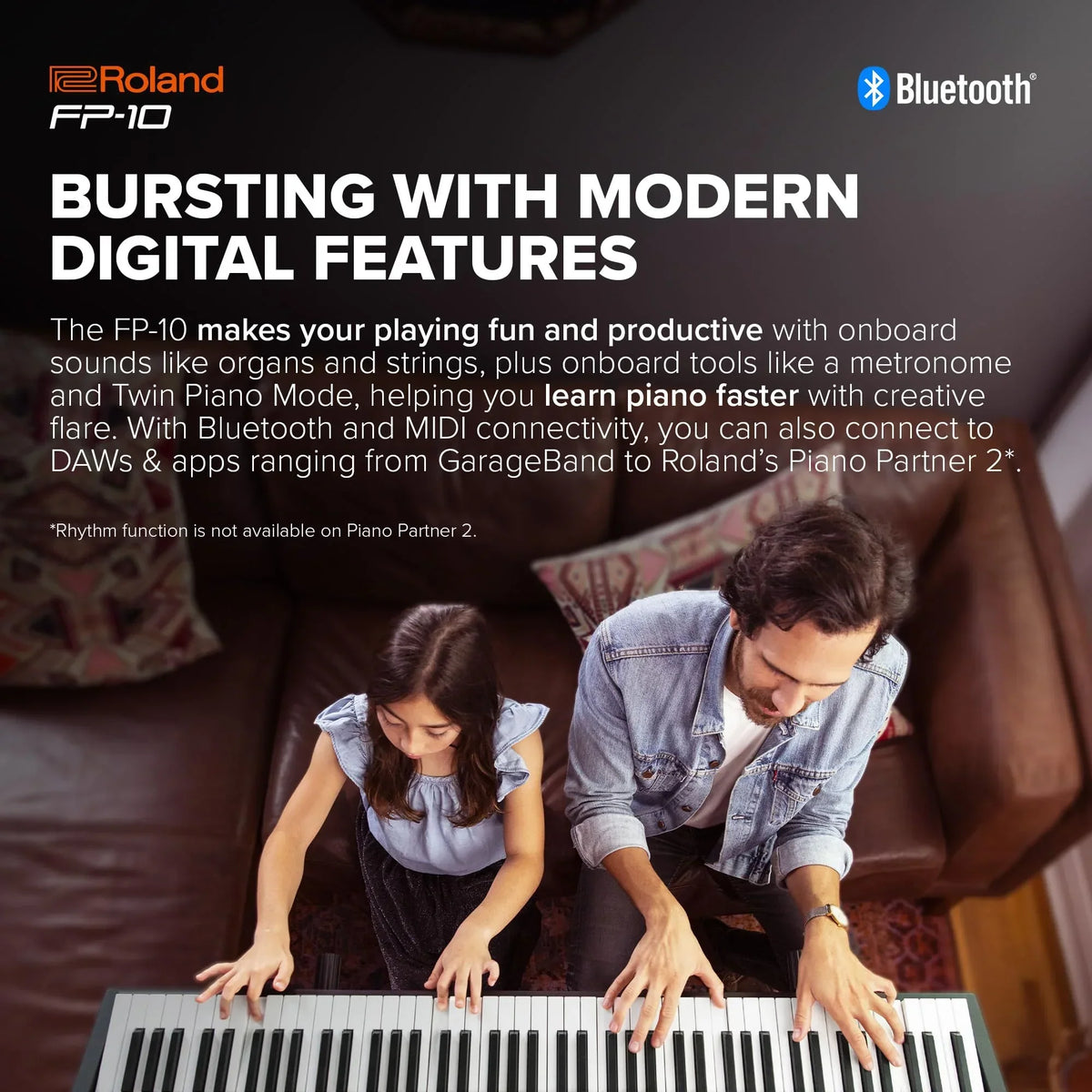 Piano digital compacto Roland FP10 de 88 teclas con sonido SuperNATURAL y altavoces integrados