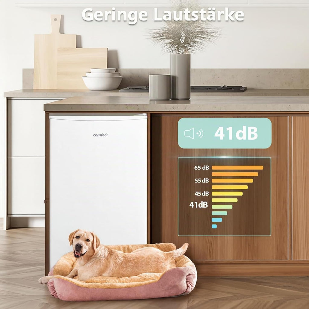 Congelador vertical COMFEE' RCU60WH2(E) de 60L con cajones, 3 cajones de congelación, una puerta, temperatura ajustable, puerta reversible, silencioso, independiente, blanco