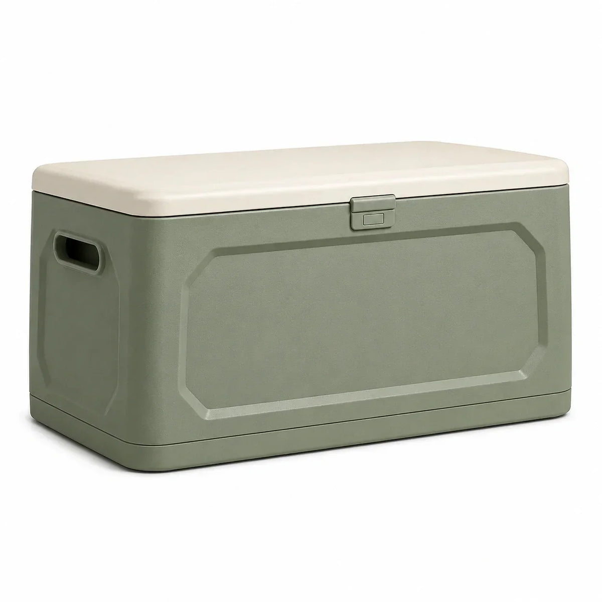 Caja de almacenamiento de plástico 120 L verde/beige