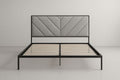 Cama matrimonial de metal con cabecero acolchado gris 160x200x100 cm