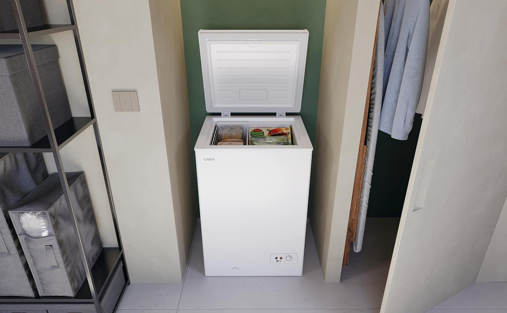 CANDY - Congelador arcón - CCHH 100 E - Capacidad neta total 97 litros, Nivel sonoro 39 dB, Frío estático, Capacidad de congelación 4,5 kg/24 h, Clase energética E