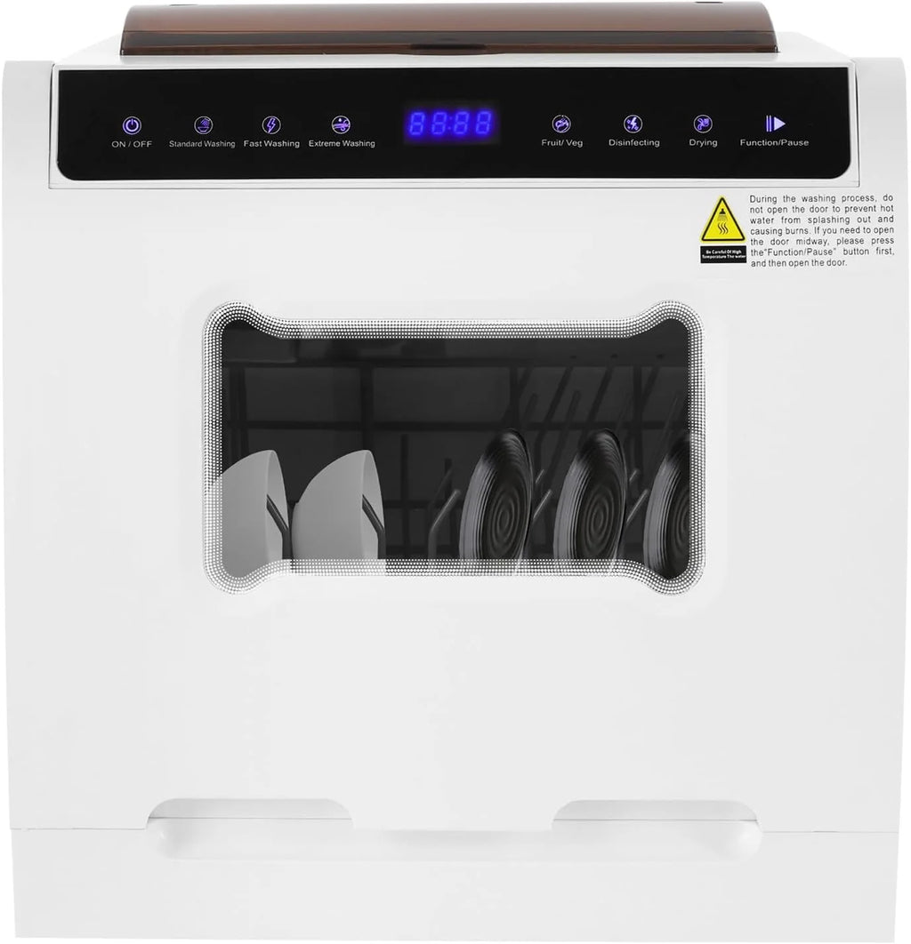 Wolnostojąca zmywarka 1100 W 52 dB zmywarka stołowa 220 V wielofunkcyjna obsługa ekranu dotykowego zmywarka 360° podwójne ramiona natryskowe wolnostojąca zmywarka stołowa 4-6 nakryć