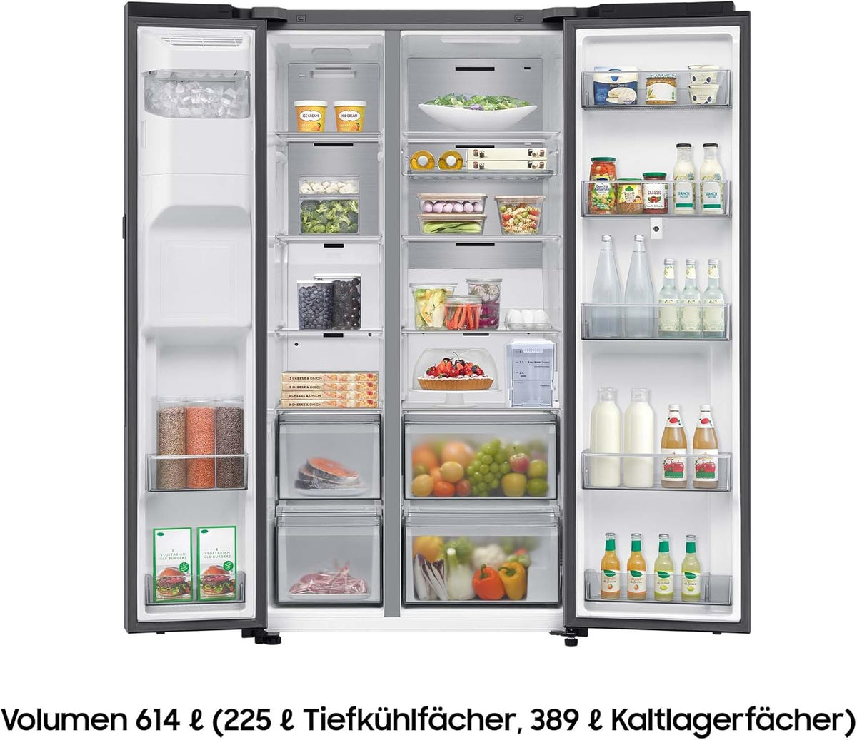 Frigorífico americano Samsung RS90F67BETEF, nevera con congelador AI, 178 cm, 614 l, dispensador de hielo/agua con depósito, Family Hub, modo AI Energy y control por voz, aspecto de acero inoxidable
