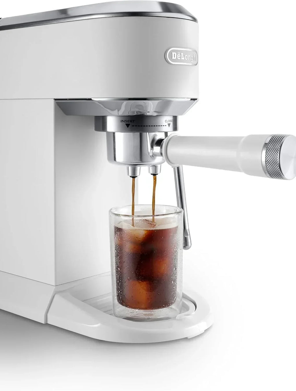 De'Longhi Dedica – Cafetera de bomba de acero inoxidable para café molido o monodosis, espresso y capuchino, depósito de 1,3 litros, sistema antigoteo, modelo EC685.M, color metal