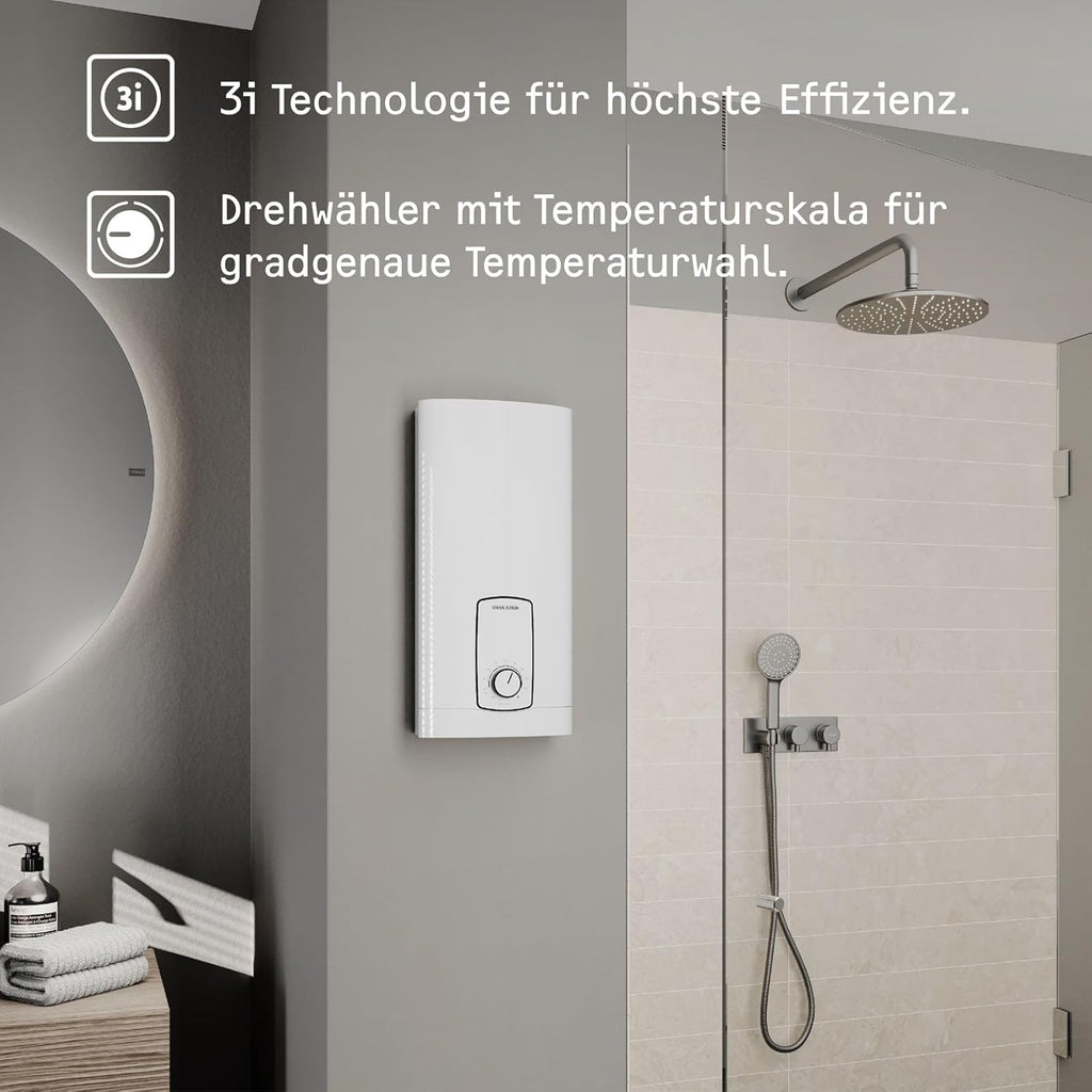 STIEBEL ELTRON Calentador de agua instantáneo electrónico de última generación DHB 27 ST Trend, especialmente eficiente energéticamente gracias a la tecnología 3i, selección de temperatura con precisión de grado, 204203