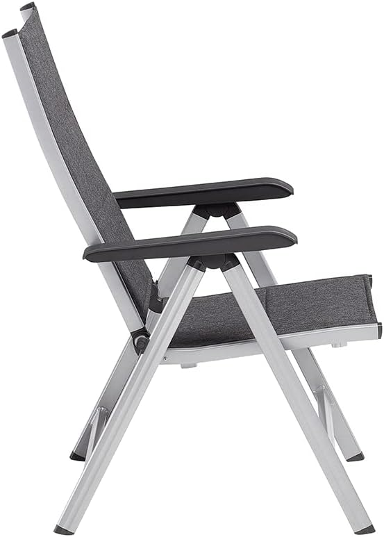 Silla plegable acolchada KETTLER BasicPlus, plata/antracita, aluminio/textilene, 0301201-9000, respaldo ajustable