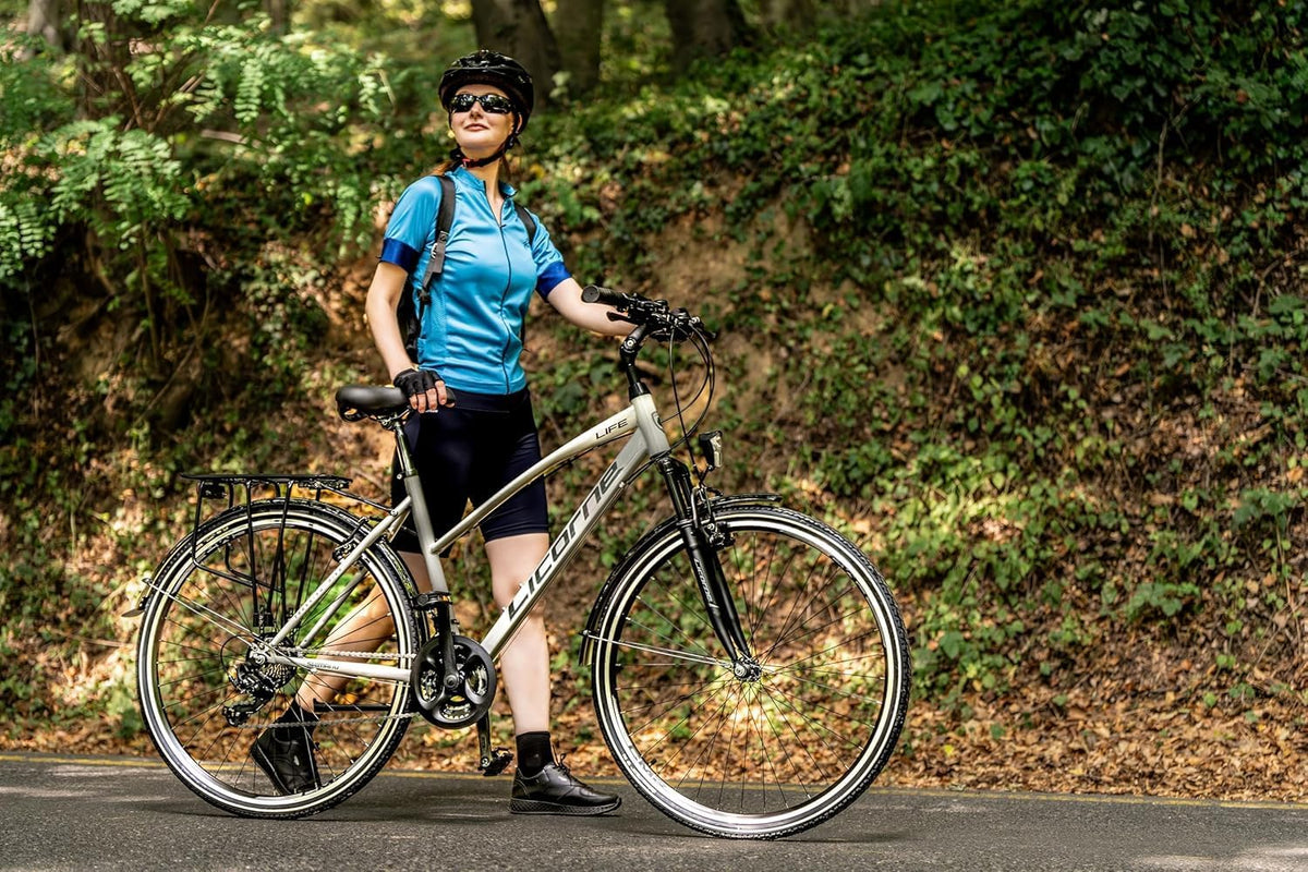 Bicicleta de trekking premium Licorne Bike de 28 pulgadas para hombres, jóvenes, chicas y mujeres, con 21 velocidades, bicicleta de ciudad, bicicleta para hombre L-V-ATB