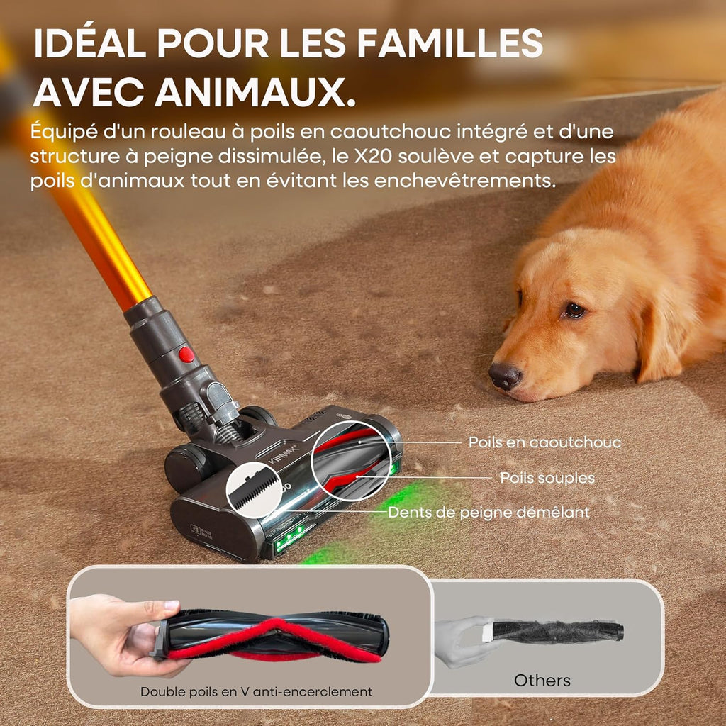 Aspiradora escoba sin cable KIPMAX (de mano y vertical) 550W/50KPa, aspiradora sin cable con 70 minutos de autonomía - Pantalla LED, aromaterapia, filtrado de 7 capas, aspiradora escoba, para pelo de mascota/alfombras/suelos duros