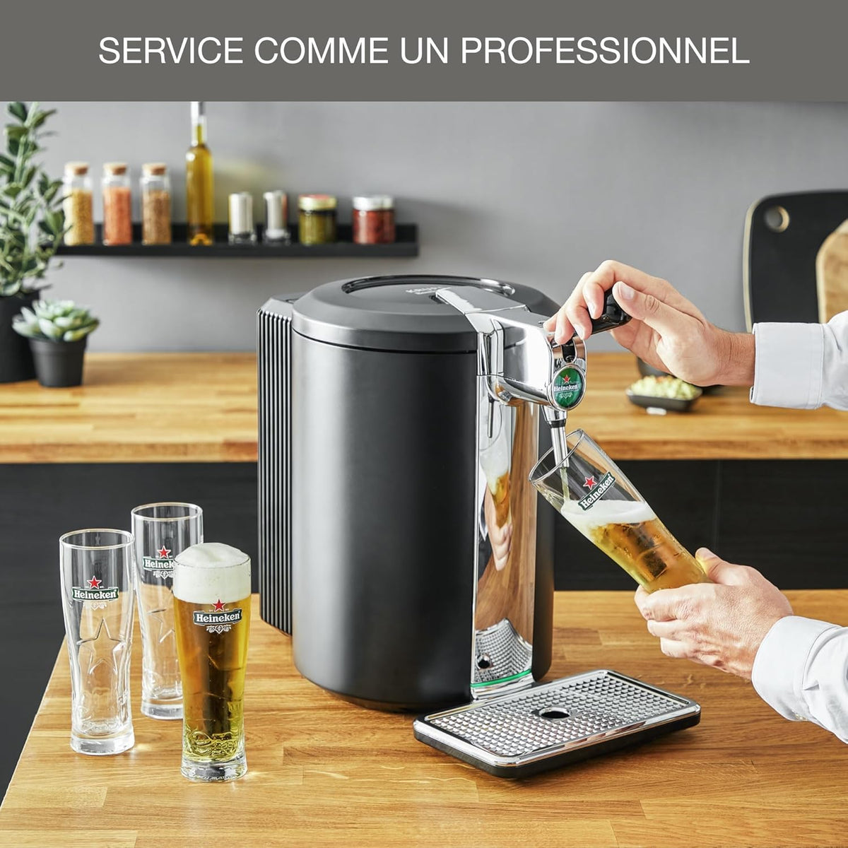 Krups Beertender Tirador de Cerveza, Barriles de 5 L, Marcas del grupo Heineken, Indicador luminoso, Temperatura y espuma perfectas, Cerveza fresca, Fácil instalación, Compacto negro VB450E10