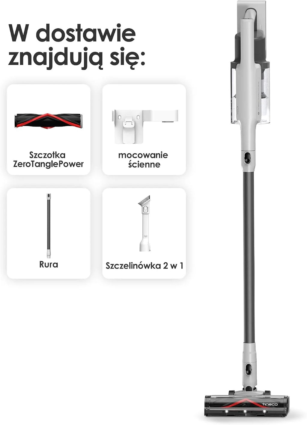 Tineco A30S draadloze steelstofzuiger, 160 W zuigkracht, 60 minuten looptijd, 1 liter grotere vuilnisbak, ZeroTangle-borstel, Tineco PureCyclone Tech, LED-koplamp