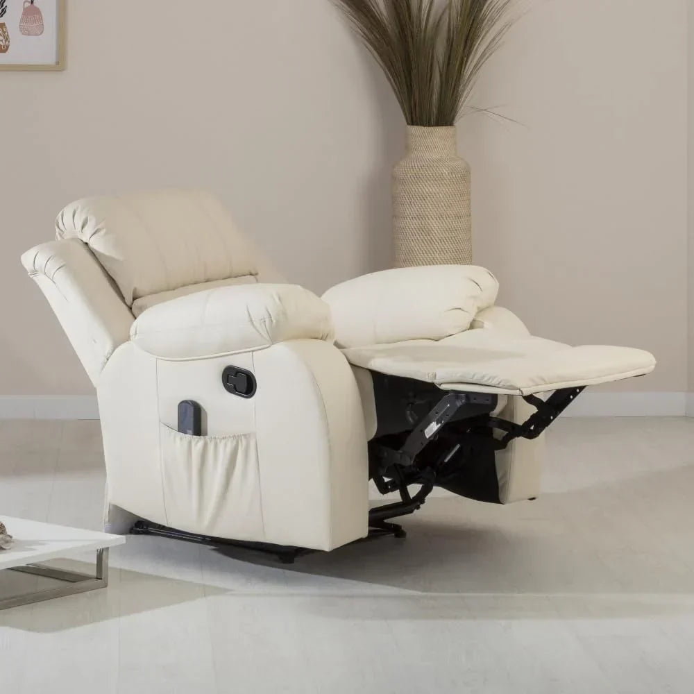 Don Descanso - Sillón Relax Masaje Calor Trevi Negro Reclinable 160º con 8 Motores Silenciosos, Calor Lumbar, Sistema de Masaje de 4 Zonas y Acabado en PU Anti-Cuarteo [Incluye Mando]. Ideal para Personas Mayores