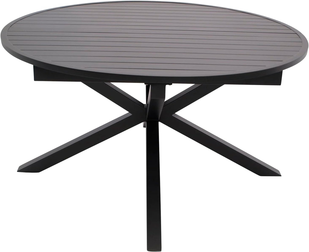 Mesa de jardín extensible DEGAMO Arles, redonda de 140 cm, extensible a ovalada de 200 cm, aluminio antracita, para exterior, resistente a la intemperie