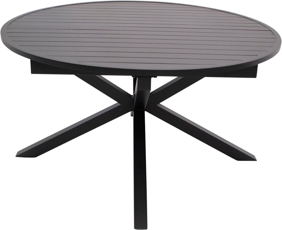 Mesa de jardín extensible DEGAMO Arles, redonda de 140 cm, extensible a ovalada de 200 cm, aluminio antracita, para exterior, resistente a la intemperie