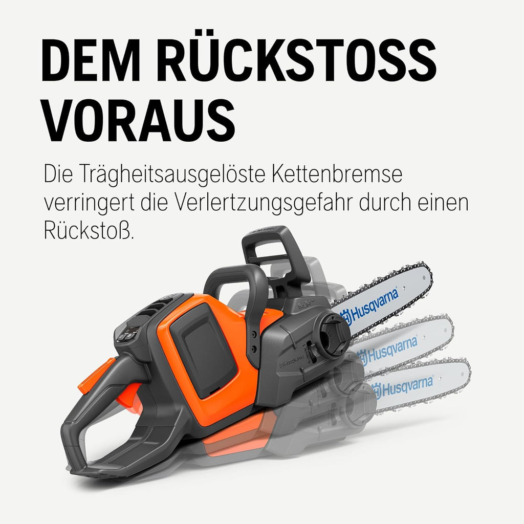 Motosierra de batería Husqvarna 225i: ligera, inalámbrica, silenciosa, espada de 14″, velocidad de cadena de 20 m/s, ideal para poda y mantenimiento de jardines (incluye batería y cargador)