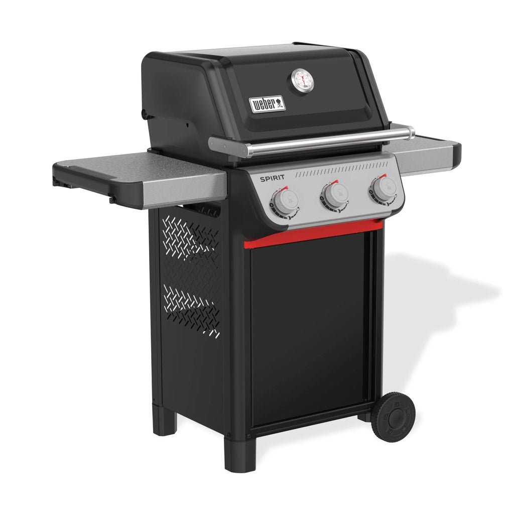 Barbacoa de gas Weber Spirit E310, 3 quemadores, encendido SnapJet, ruedas, rejilla de calentamiento, superficie de cocción de 51x46 cm, negro y plateado