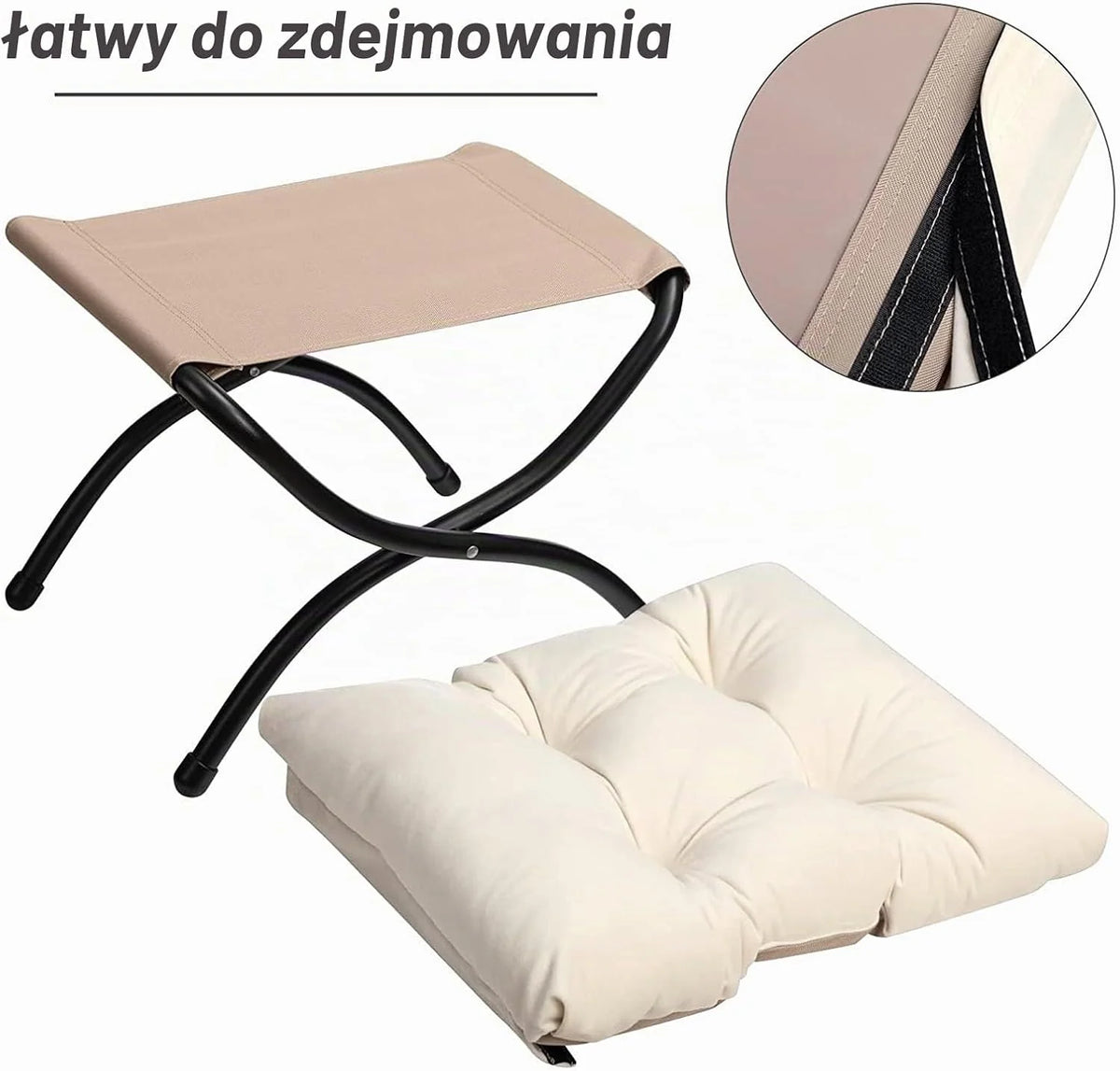 HollyHOME fotel z podnóżkiem do salonu, welurowy fotel do czytania, fotel akcentowy do sypialni, wygodny fotel z podłokietnikami z stalowymi ramami, beżowy