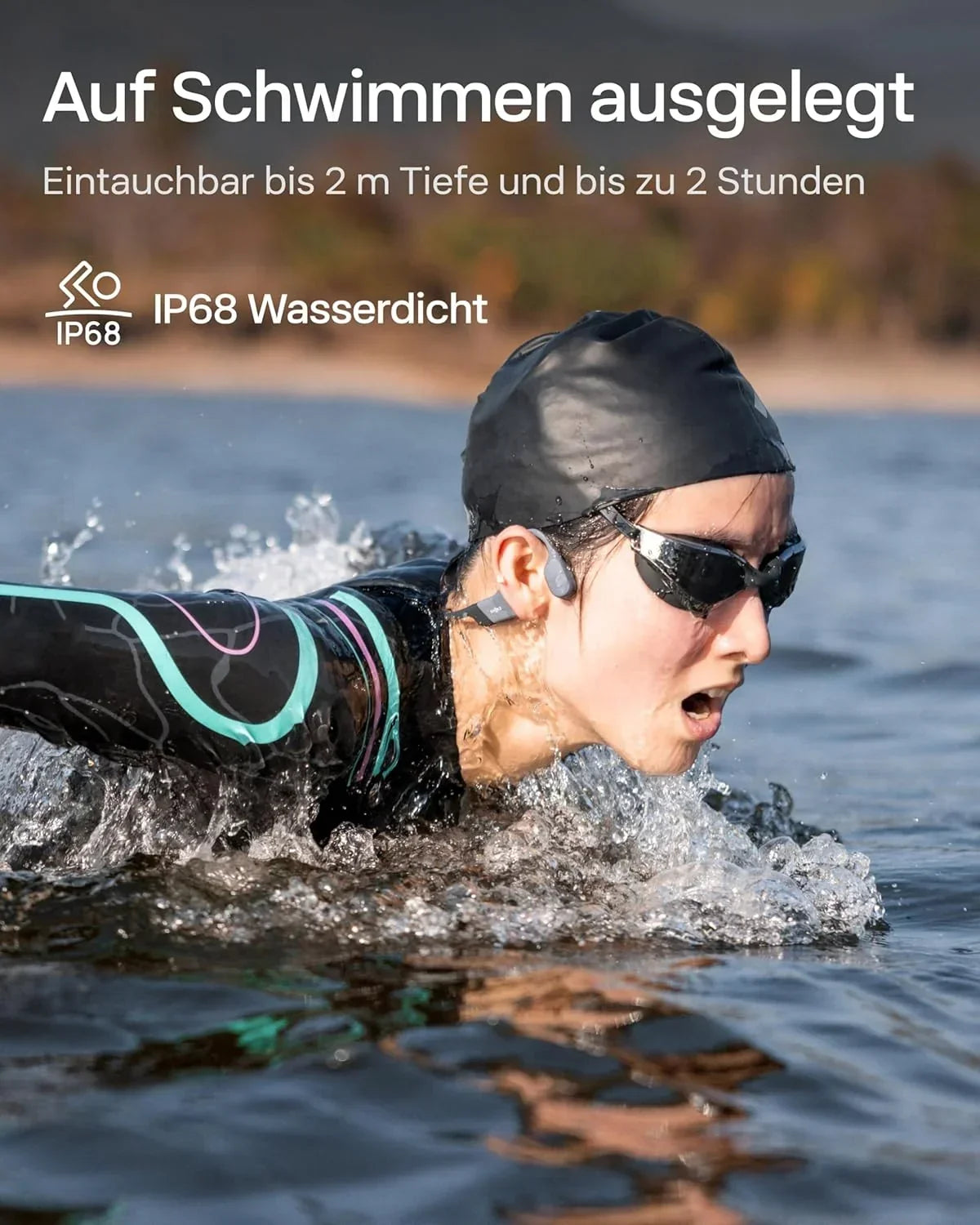 Auriculares de natación de conducción ósea OpenSwim Pro S711 IP68 32GB MP3 Bluetooth 5.4 9h carga inalámbrica gris