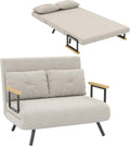 HOMCOM Sofá cama 4 en 1, sofá de 2 plazas con función de cama, 183 x 98,5 cm, sofá plegable con respaldo ajustable en 5 niveles, cojín lumbar y aspecto de terciopelo para salón, beige