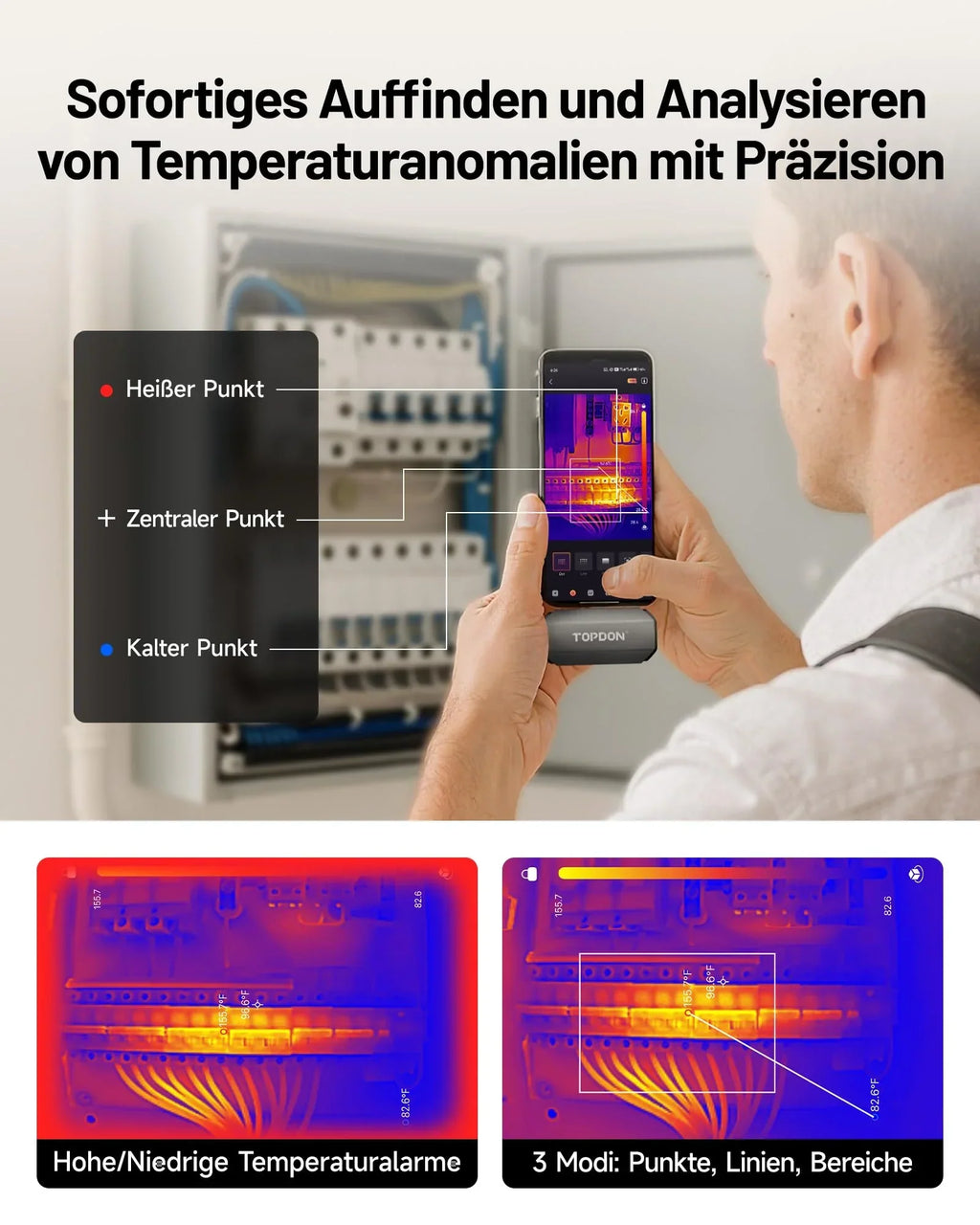 Cámara termográfica TC002C Duo 512 x 384 25 Hz 40 mK USB-C para Android iOS con cámara infrarroja