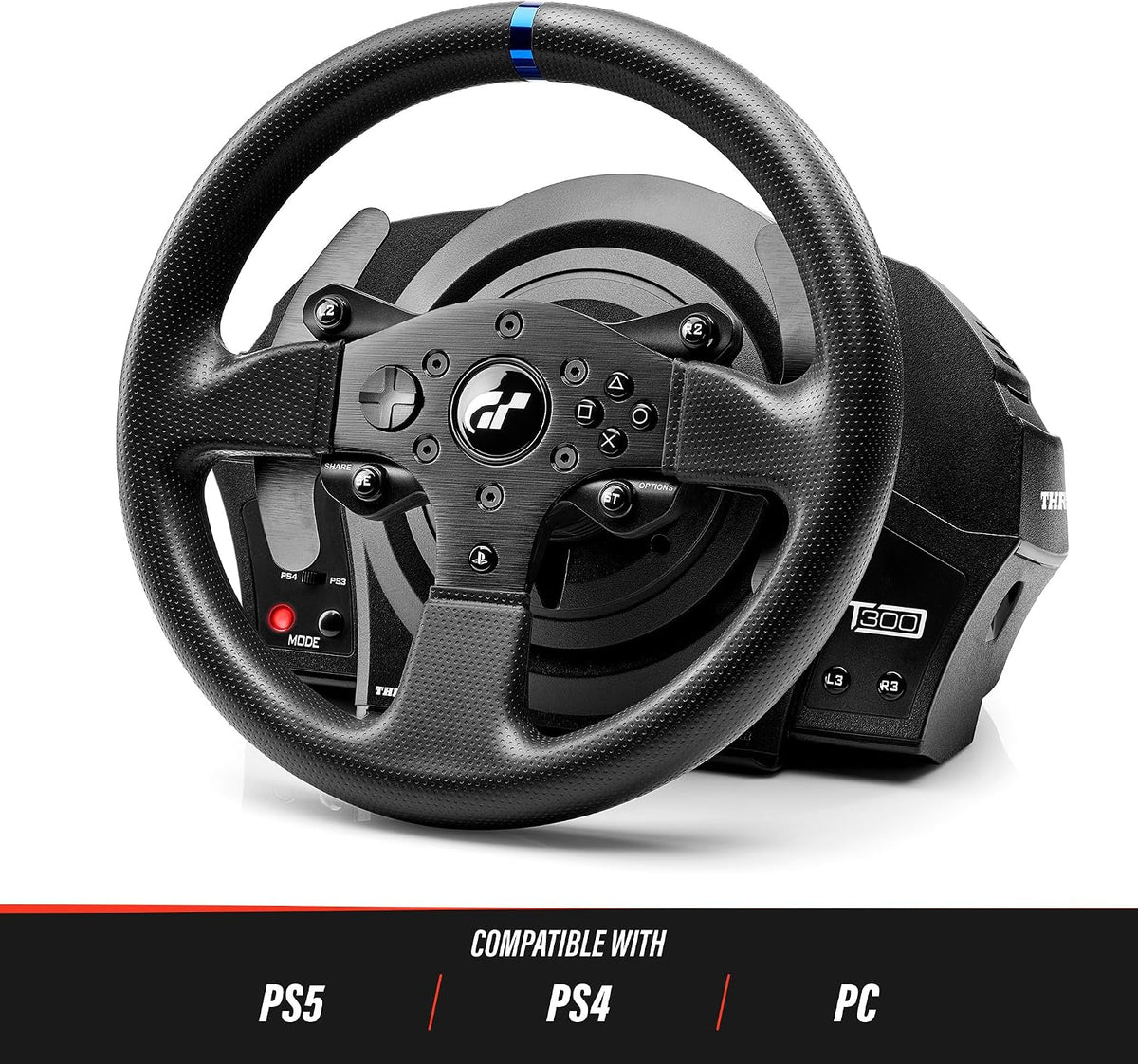 Volante de carreras T300 RS GT Edition Force Feedback 1080°, volante extraíble, 3 pedales, USB, compatible con PC, PS4 y PS5