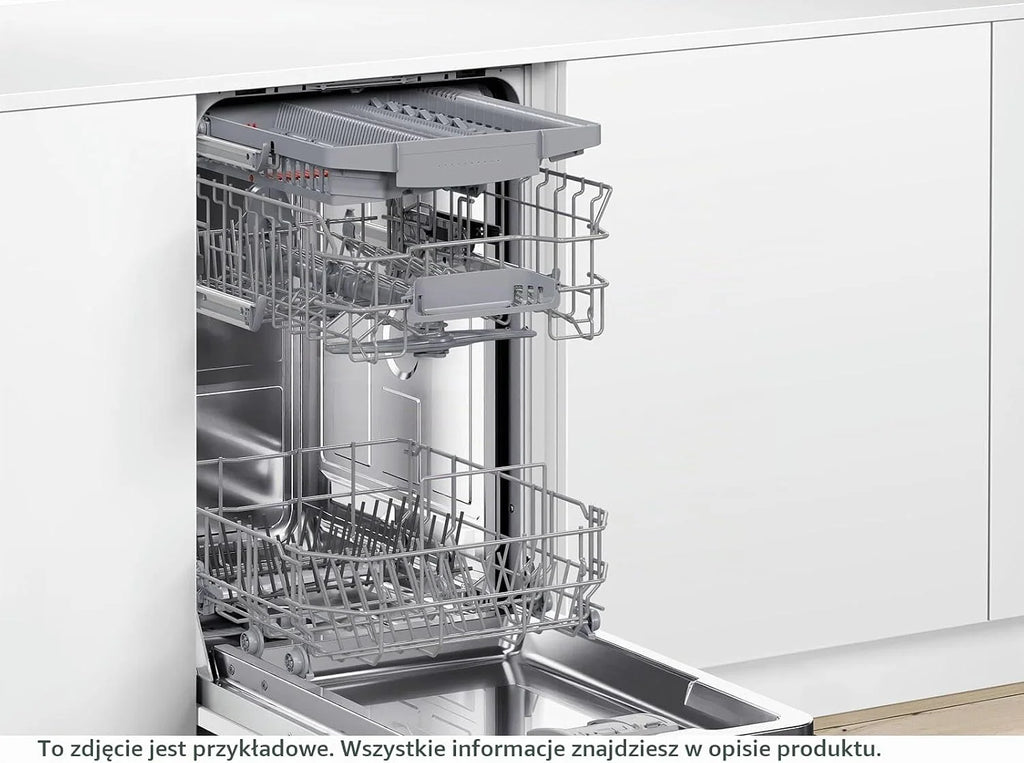 Bosch SPU4HMS10E, seria 4, inteligentna zmywarka do naczyń 45 cm, szuflada na sztućce, ekstra suszenie, SpeedPerfect Plus, higieniczne czyszczenie, asystent programowy, górny kosz z regulacją