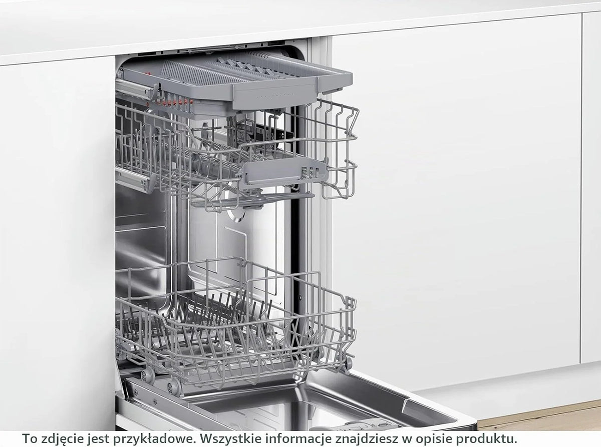 Bosch SPU4HMS10E, seria 4, inteligentna zmywarka do naczyń 45 cm, szuflada na sztućce, ekstra suszenie, SpeedPerfect Plus, higieniczne czyszczenie, asystent programowy, górny kosz z regulacją