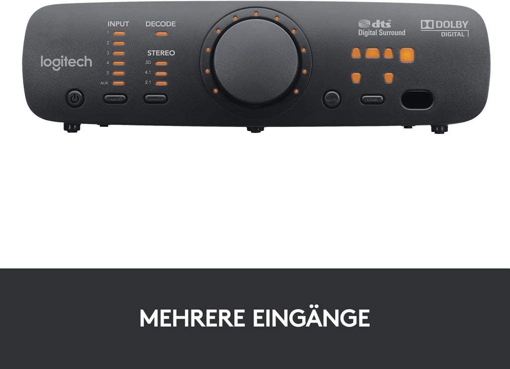Sistema de sonido 5.1 Logitech Z906, altavoces con sonido envolvente de 1000 vatios, THX, múltiples entradas de audio, mando a distancia, enchufe UE, PC/PS4/Xbox/equipo estéreo/TV/smartphone/tableta - Negro