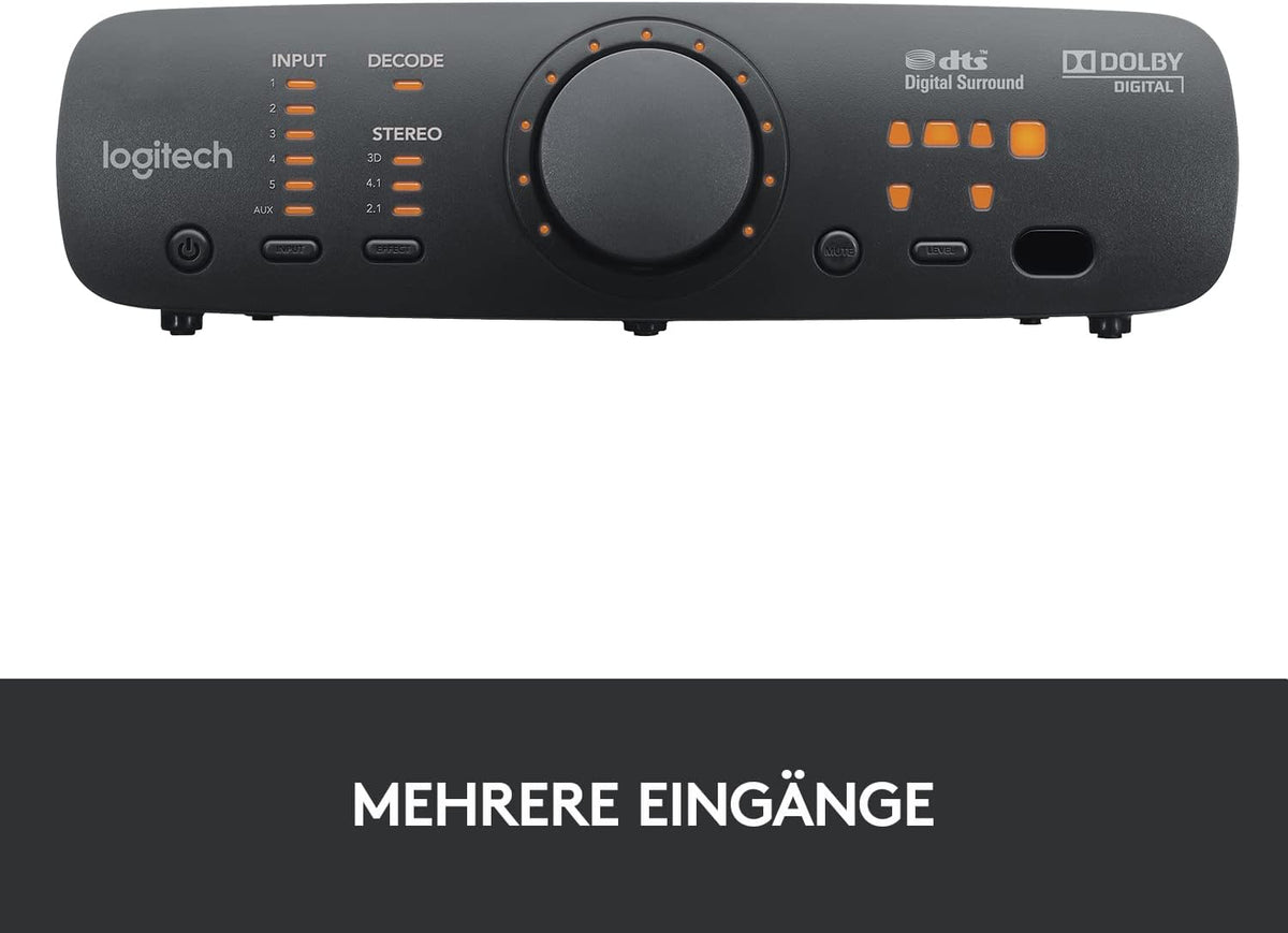 Sistema de sonido 5.1 Logitech Z906, altavoces con sonido envolvente de 1000 vatios, THX, múltiples entradas de audio, mando a distancia, enchufe UE, PC/PS4/Xbox/equipo estéreo/TV/smartphone/tableta - Negro