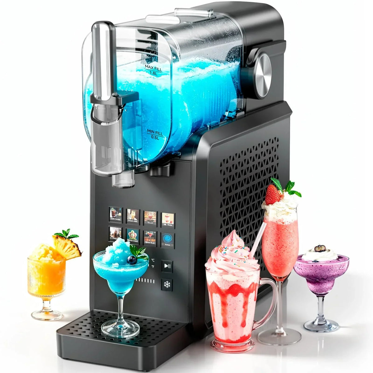 Máquina de granizados de 2,7 l con 8 programas, inicio con un solo toque y autolimpieza para granizados, frappés, batidos y bebidas congeladas