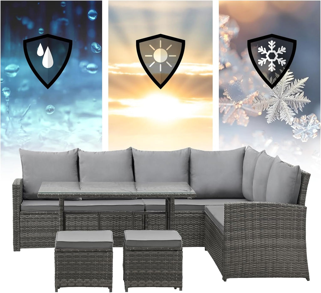 Conjunto de salón para jardín SVITA Monroe, muebles de salón de ratán sintético, grupo de asientos, gris