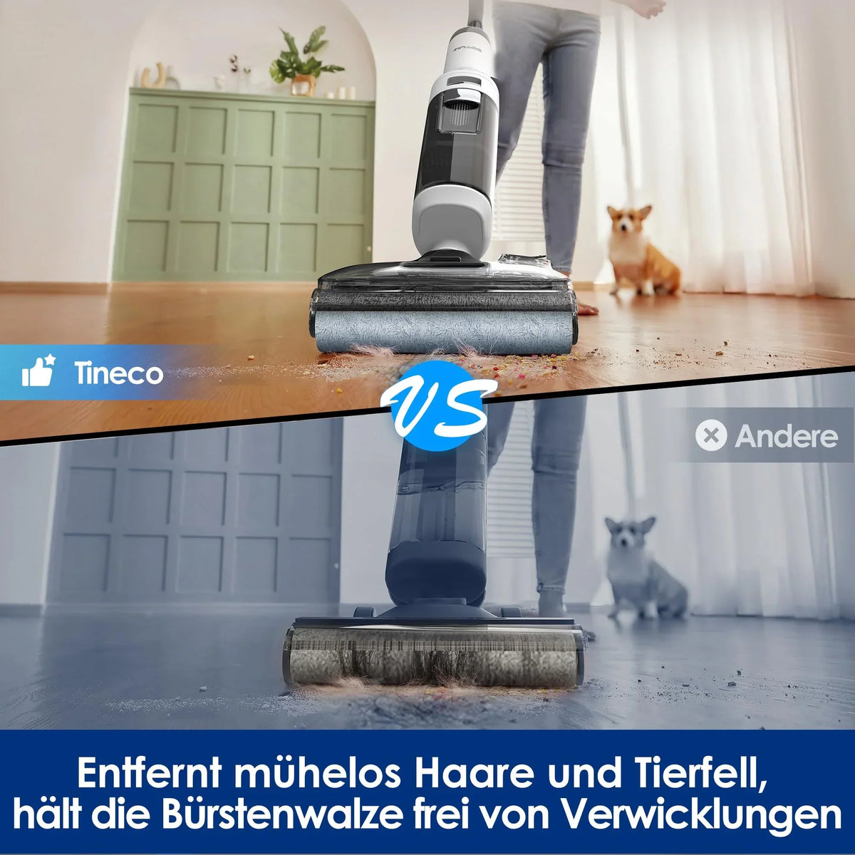 Aspiradora en seco y húmedo Floor One Stretch S6, diseño plano de 180°, altura de 13 cm al tumbarse, 40 min de autonomía, 21,6 V, autolimpieza a 85 °C, filtro HEPA