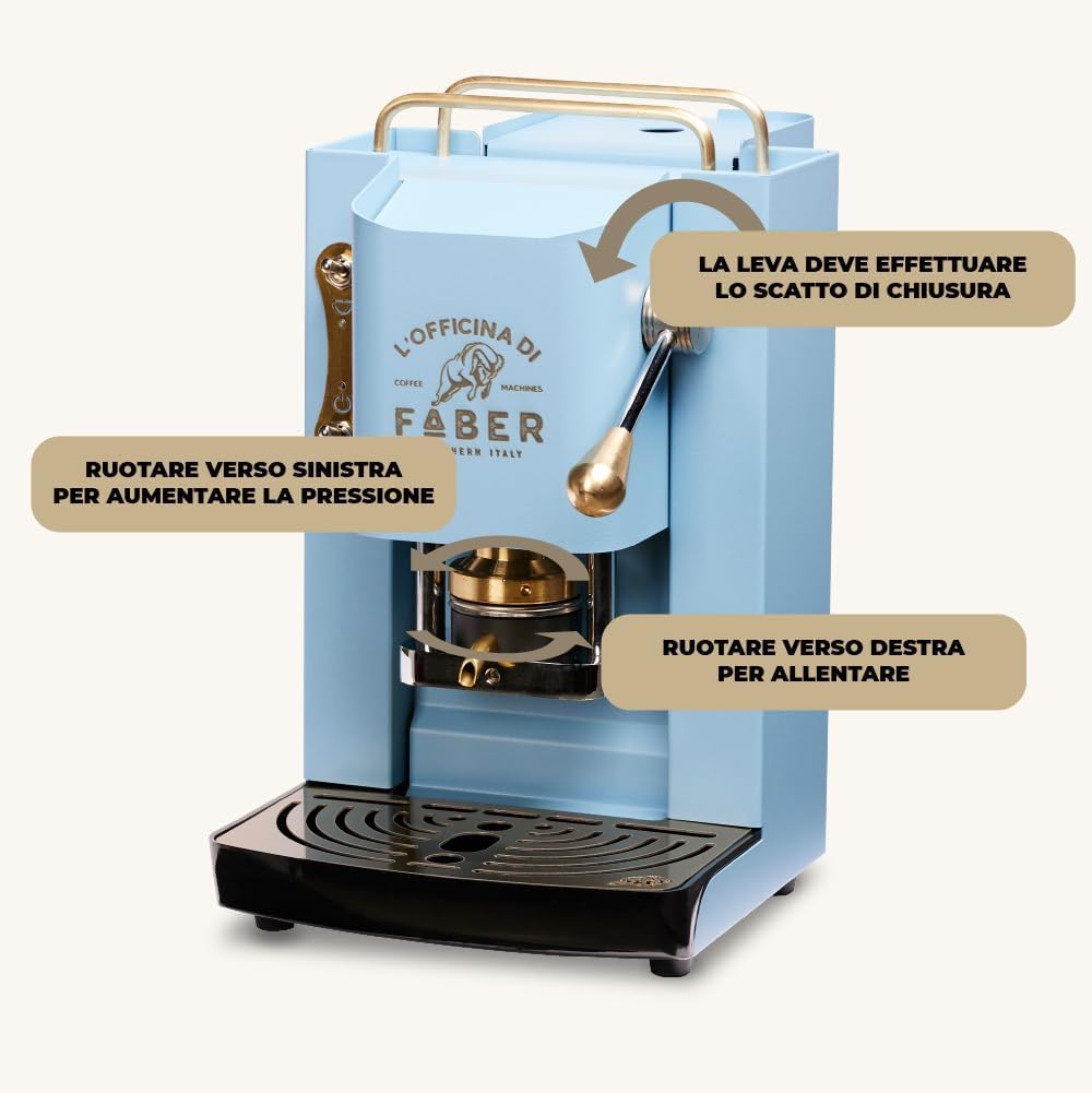 Cafetera Faber PRO Total Deluxe de latón, papel ESE de 44 mm, 1,3 litros, (blanco)