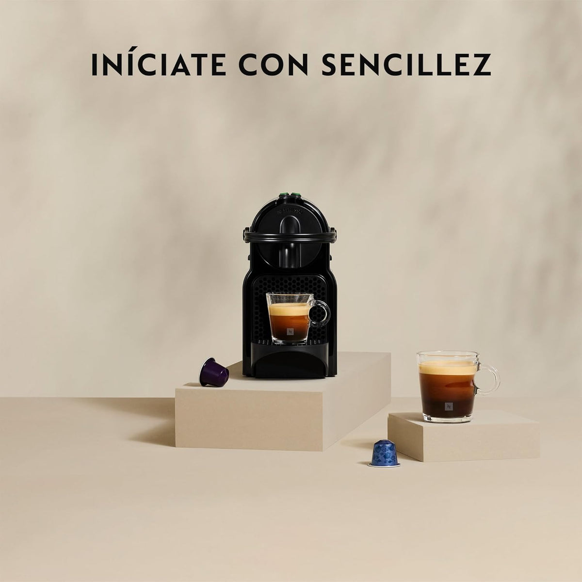 Cafetera Nespresso De'Longhi Inissia EN80.B para cápsulas Nespresso, 19 bares, apagado automático, negra