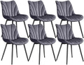 Juego de 6 sillas de comedor Yaheetech, sillas tapizadas con respaldo, para salón, cocina y comedor, asiento de terciopelo, con patas de metal, capacidad de carga de hasta 150 kg, gris oscuro