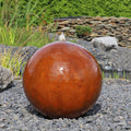 Fuente de esfera de acero corten CLGarden CSB50, fuente de jardín, juego de agua, esfera de óxido, fuente ornamental con iluminación LED