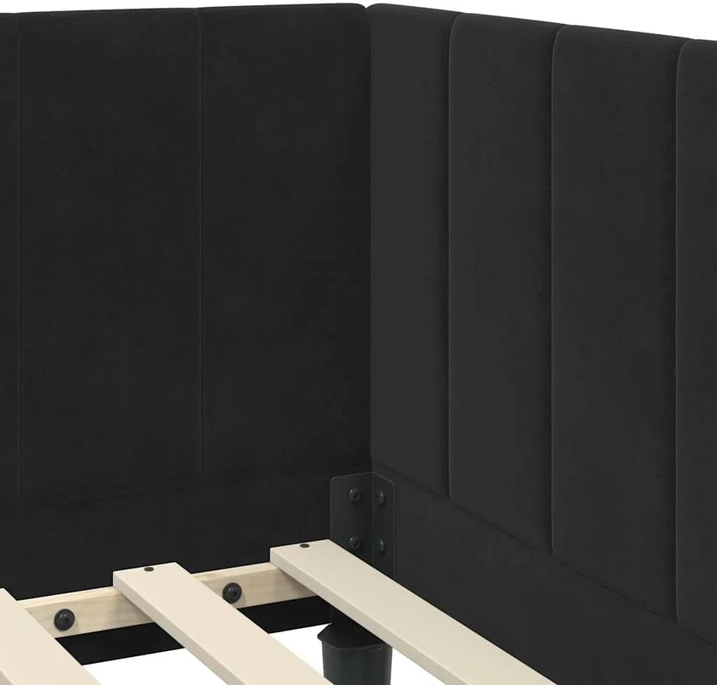 Aksamitna narożna z zagłówkiem minimalistyczna Czarny 80 x 200 cm