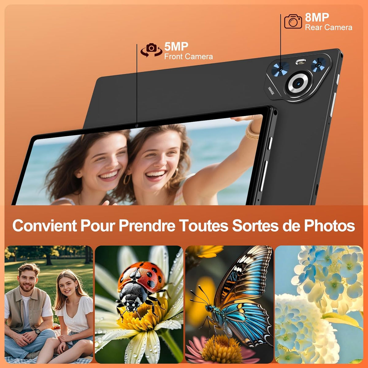 Tableta Android 15 de 2025, 10 pulgadas, pantalla IPS HD, [30 GB RAM] 128 GB + TF 1 TB - Octa-Core, 8000 mAh, cuerpo de metal integrado, 5 MP + 8 MP, WiFi 6, reconocimiento facial, Widevine L1 - Tableta con teclado y ratón - Negro