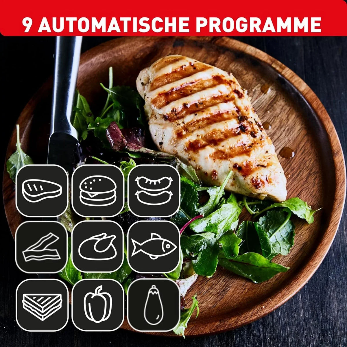 Parrilla de contacto OptiGrill+ XL GC722D16 2000W con 9 programas de cocción, modo manual, placas de parrilla extraíbles e indicador de nivel de cocción